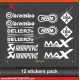 Aufkleber Sticker Pack 12 APRILIA logo RS4 RSV4 TUONO SHIVER DORSODURO
