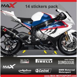 Aufkleber Pack 14 BMW Motorrad Motosport logo BOMBOOGIE PIRELLI Castrol FARO alpha racing