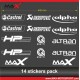 Aufkleber Pack 14 BMW Motorrad Motosport logo AKRAPOVIC HP HIGT PERFORMANCE Castrol GNUTTI ALTRAN alpha racing