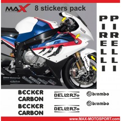 Aufkleber Pack 8 BMW Motorrad Motosport logo BECKER CARBON DELLORTO BREMBO PIRELLI S1000RR