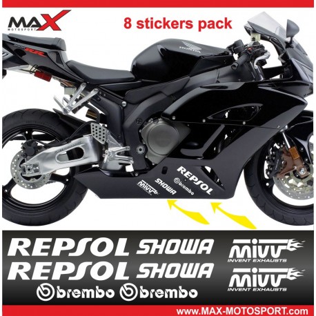 Aufkleber Pack 8 HONDA logo REPSOL SHOWA brembo Mivv CBR600RR
