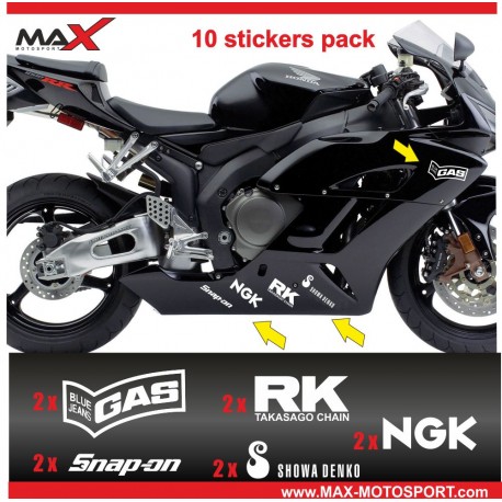 Aufkleber Pack 10 HONDA logo RK NGK Showa Denko Snap On GAS CBR600RR