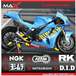 KIT 12 sticker SUZUKI Logo NGK AFAM RK MITSUBISHI DID YOSHIMURA GSX