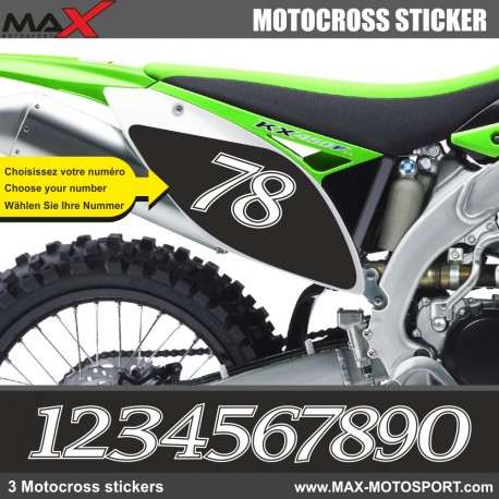 3 Kopie von MXDN Startnummer Aufkleber Motocross Kawasaki