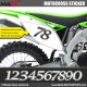 MXDN Sticker Numero de course Motocross Kawasaki en 3 exemplaires
