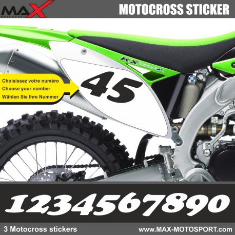 3 Kopie von MX1 Startnummer Aufkleber Motocross Kawasaki
