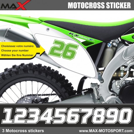 3 Kopie von SX Startnummer Aufkleber Motocross Kawasaki